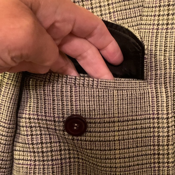 AK Wool Blend Plaid Blazer/Buttoned Back Belt/Multipurpose Pockets. Size 10 - Picture 8 of 13